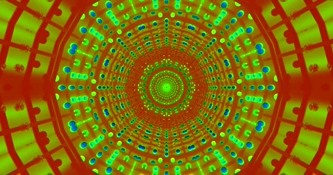 Seamless tunnel loop with vibrant colors and repeating patterns s Stock Footage 316402839