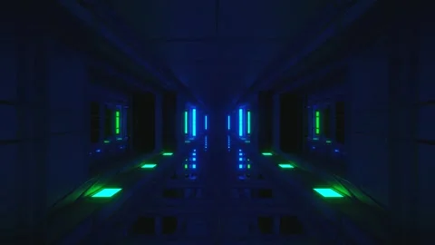 Seamless tunnel video loop with blue and green neon lights creating a futur.. Stock Footage 319050205