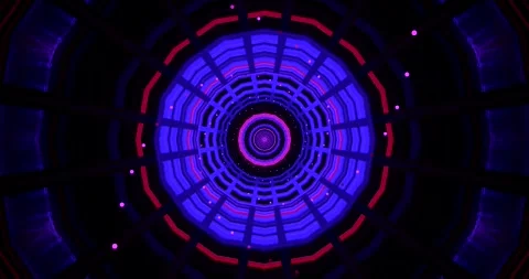 Seamless tunnel video loop with colorful neon lights and abstract patterns .. Stock Footage 318610305