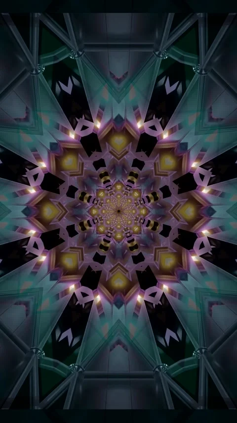 Seamless tunnel video loop creates mesmerizing fractal patterns in screen a.. Stock Footage 321264572