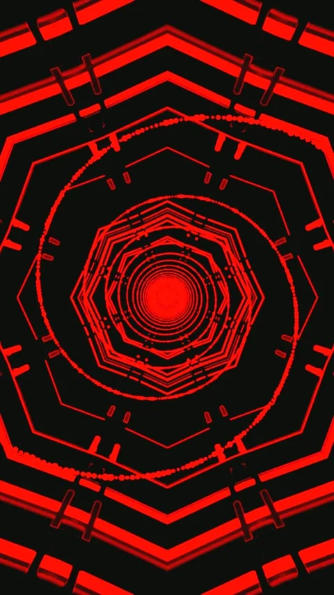 Seamless tunnel video loop creates a vibrant red visual experience for scre.. Stock Footage 321565089