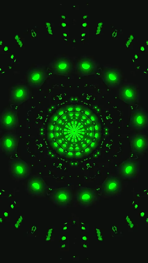 Seamless tunnel video loop creates vibrant green patterns for screensaver use Stock Footage 321572942