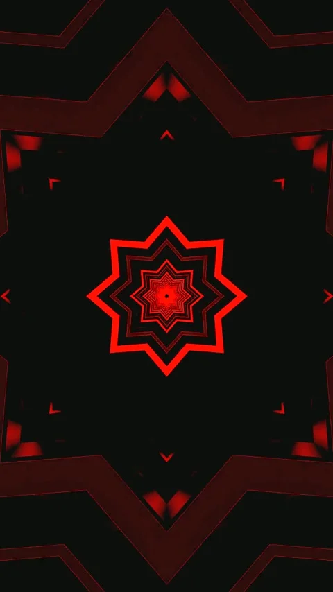 Seamless tunnel video loop creating vibrant red star pattern for digital di.. Stock Footage 321270656