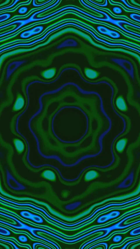 Seamless tunnel video loop creating vibrant green and blue patterns for scr.. Video stock 321270668