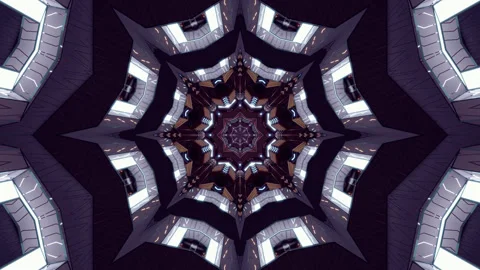 Seamless tunnel video loop creating a mesmerizing symmetrical pattern with .. Stock Footage 321321771