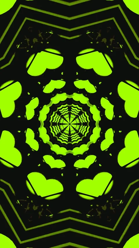 Seamless tunnel video loop creating vibrant green patterns with abstract sh.. Stock Footage 321566785