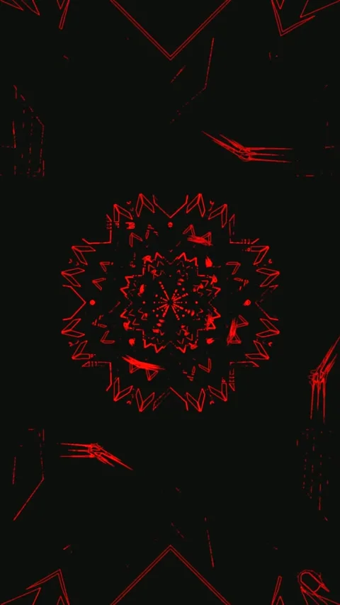 Seamless tunnel video loop with dynamic red patterns on black background cr.. Vidéo 321564708