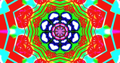 Seamless tunnel video loop featuring vibrant colors and geometric patterns .. Stock Footage 318607992