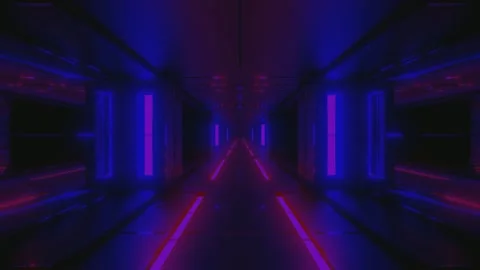 Seamless tunnel video loop featuring bright purple and blue lights for mesm.. Stock Footage 319426380