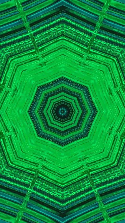 Seamless tunnel video loop featuring vibrant green patterns and geometric d.. Stock Footage 321263551