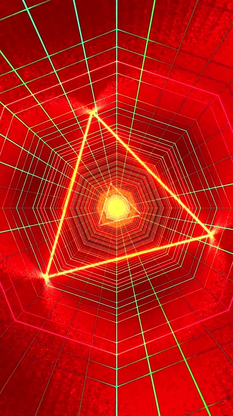 Seamless tunnel video loop featuring vibrant geometric patterns and glowing.. Video stock 321265747