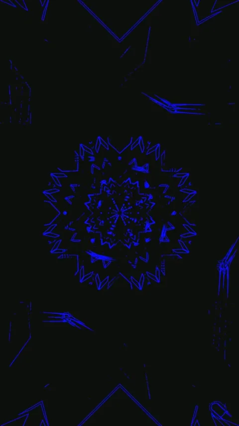 Seamless tunnel video loop featuring intricate blue patterns on a dark back.. Stock Footage 321566270