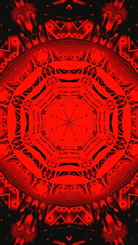 Seamless tunnel video loop featuring dynamic geometric patterns in red hues Stock Footage 321575631