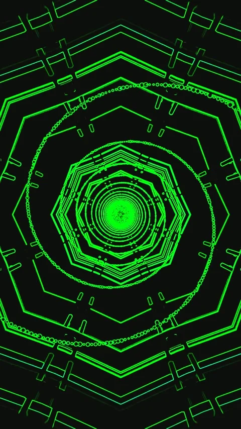 Seamless tunnel video loop with green geometric patterns for immersive scre.. Vidéo 321263857