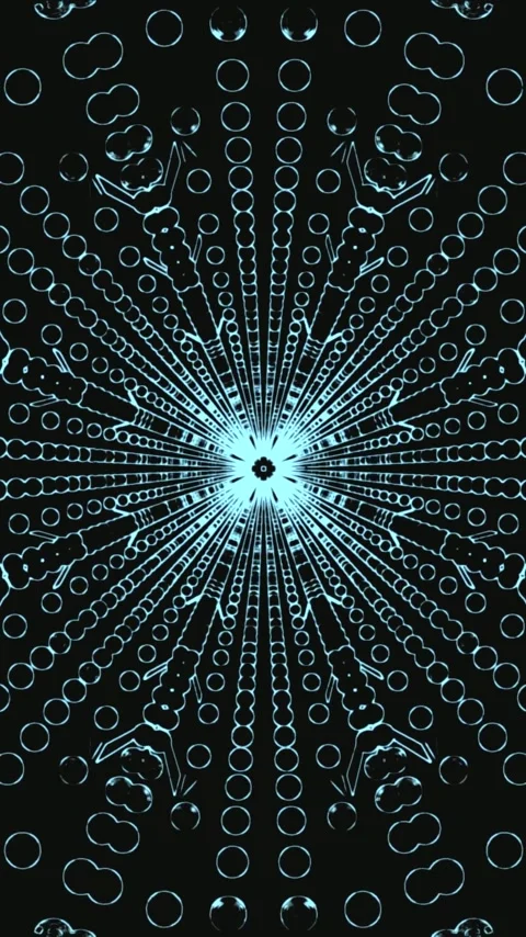 Seamless tunnel video loop with radial patterns and vibrant glowing circles Stock Footage 321563700