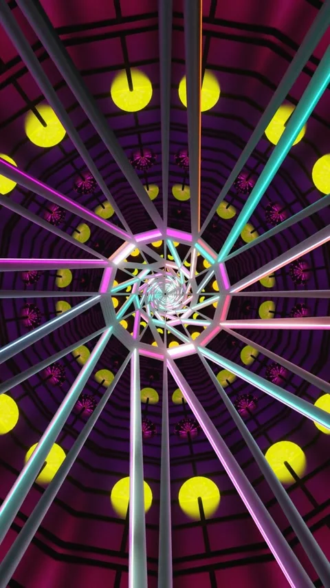 Seamless tunnel video loop screensaver with vibrant colors and dy Stock Footage 318184554
