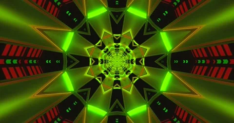 Seamless tunnel video loop screensaver featuring vibrant green and orange d.. Stock Footage 318790239