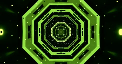 Seamless tunnel video loop screensaver featuring vibrant green patterns and.. Stock Footage 319068930