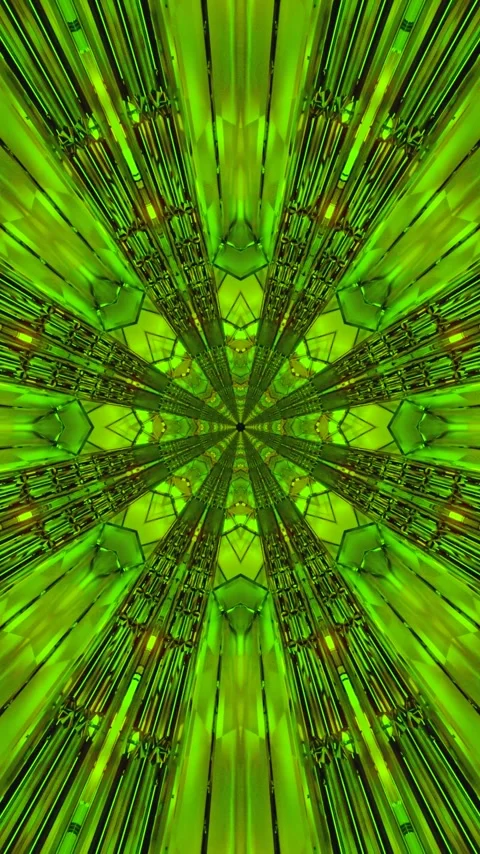 Seamless tunnel video loop screensaver featuring vibrant green patterns and.. Stock Footage 320353324