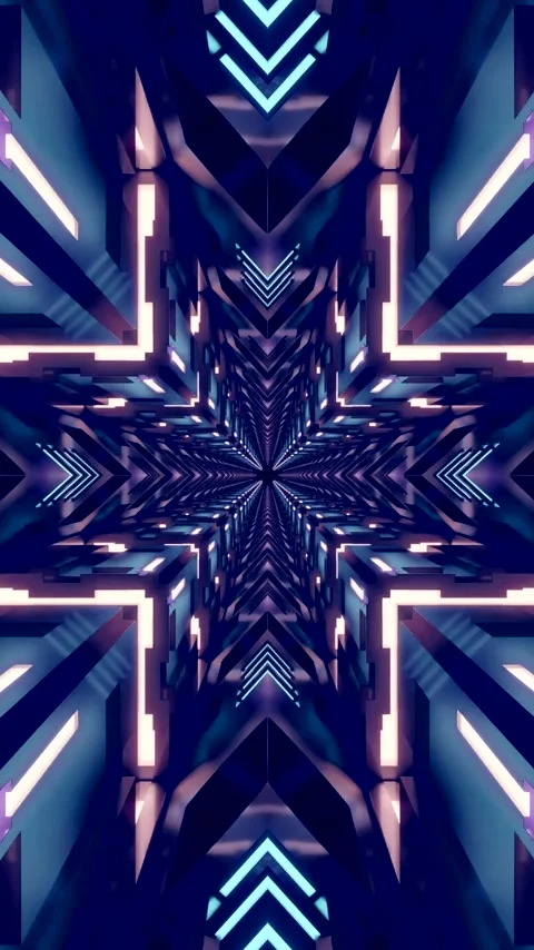 Seamless tunnel video loop screensaver with vibrant lights and geometric pa.. Stock Footage 320356692