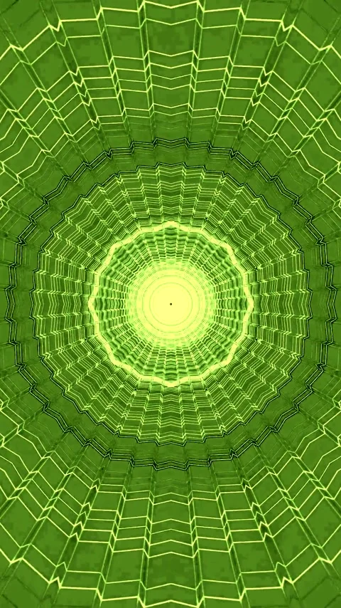 Seamless tunnel video loop screensaver with vibrant green patterns and dyna.. Stock Footage 321262948