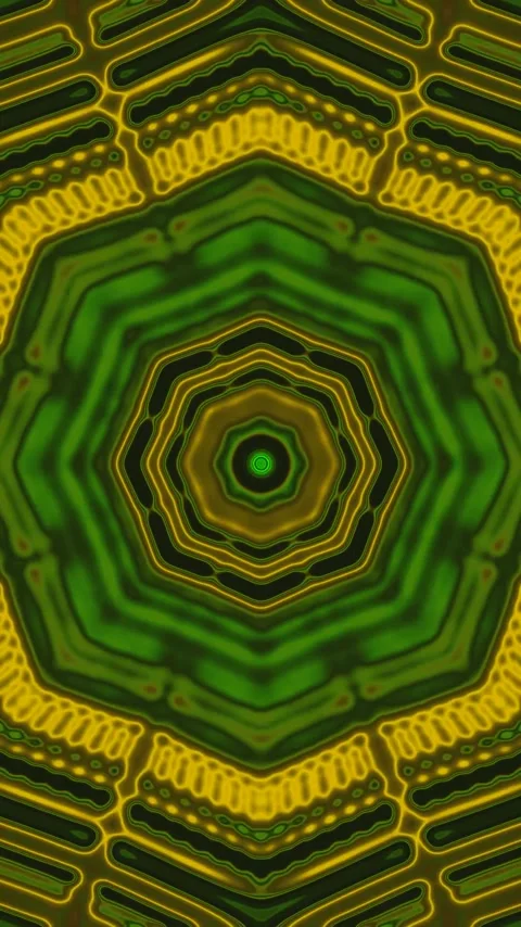 Seamless tunnel video loop screensaver featuring vibrant green and yellow g.. Video stock 321263570