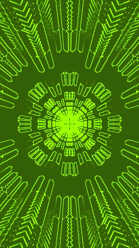 Seamless tunnel video loop screensaver featuring vibrant green patterns and.. Stock Footage 321563622
