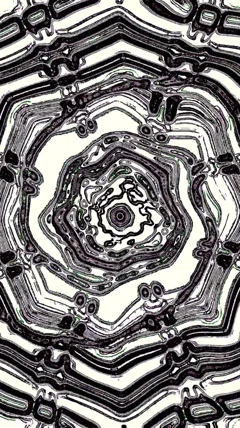 Seamless tunnel video loop screensaver featuring abstract black and white p.. Stock Footage 321563836