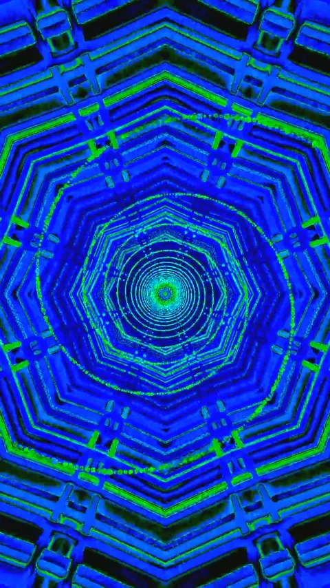 Seamless tunnel video loop screensaver with dynamic blue and green design c.. Stock Footage 321564751