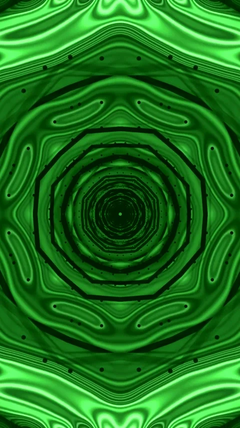 Seamless tunnel video loop screensaver with dynamic green patterns and moveme Stock Footage 321570842