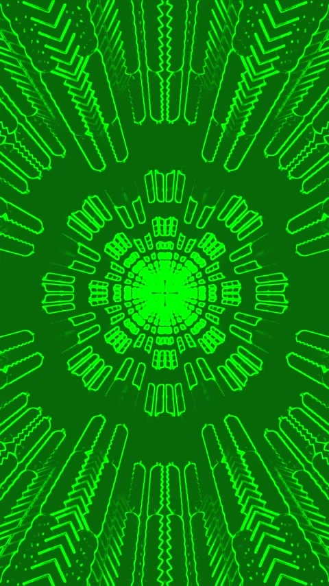 Seamless tunnel video loop screensaver with dynamic green patterns and flow.. Stock Footage 321571365