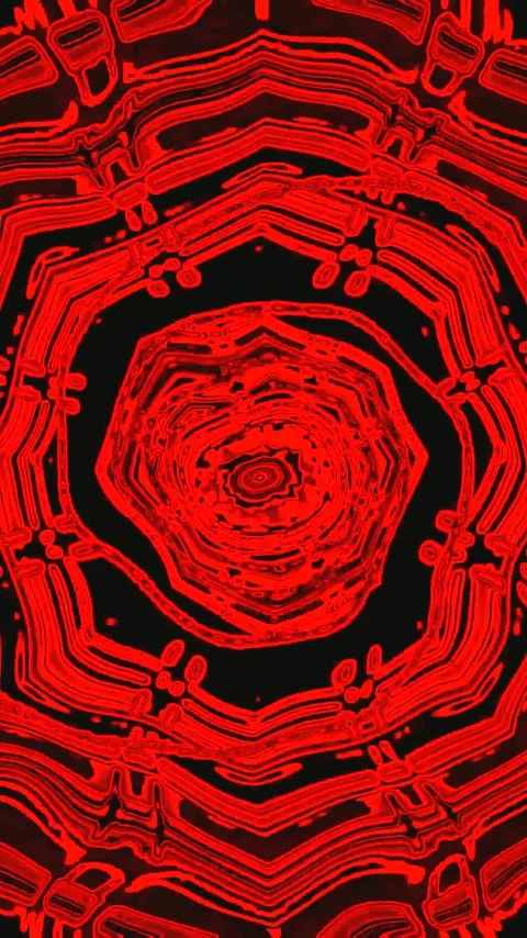 Seamless tunnel video loop screensaver in vivid red colors creating dynamic.. Stock Footage 321572563
