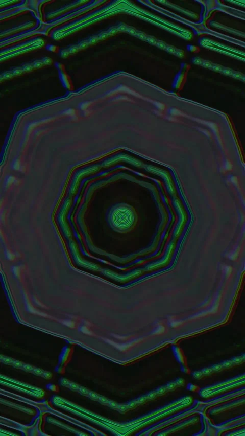 Seamless tunnel video loop screensaver with vibrant green patterns for imme.. Stock Footage 321573225