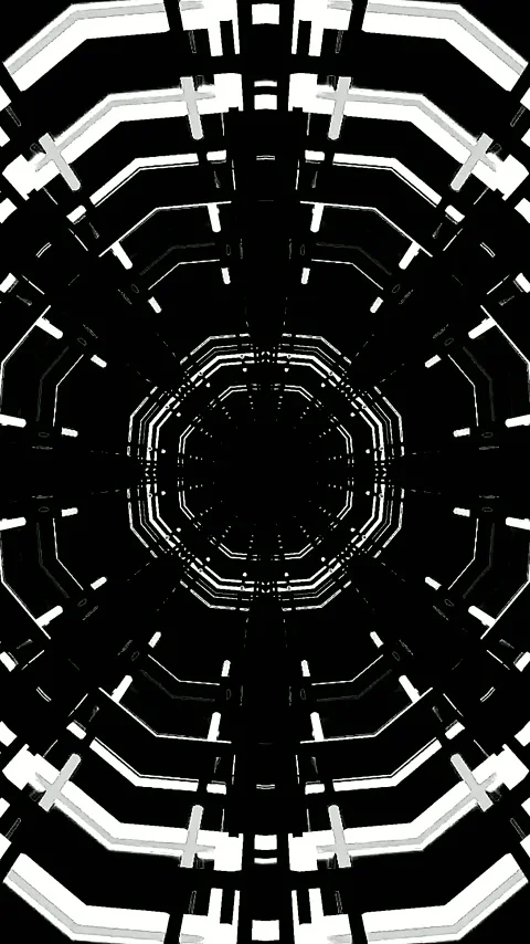 Seamless tunnel video loop showcasing dynamic patterns and shapes in black .. Stock Footage 321267170