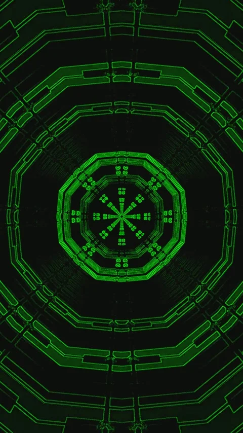 Seamless tunnel video loop showcasing vibrant green patterns and shapes for.. Stock Footage 321563155