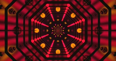 Seamless tunnel video loop with vibrant colors and geometric patt Stock Footage 317962860