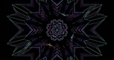 Seamless tunnel video loop with vibrant geometric patterns and da Stock Footage 318176902