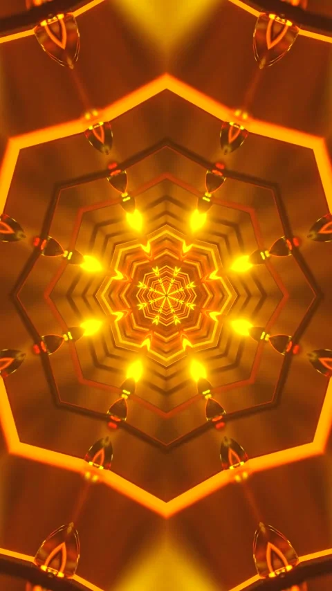 Seamless tunnel video loop in vibrant yellow hues Stock Footage 318182321