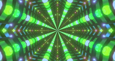 Seamless tunnel video loop with vibrant lights creating a dynamic visual ex.. Stock Footage 318607702