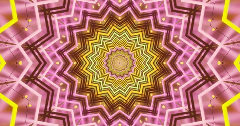 Seamless tunnel video loop with vibrant yellow star patterns creating a cap.. Stock Footage 318790425