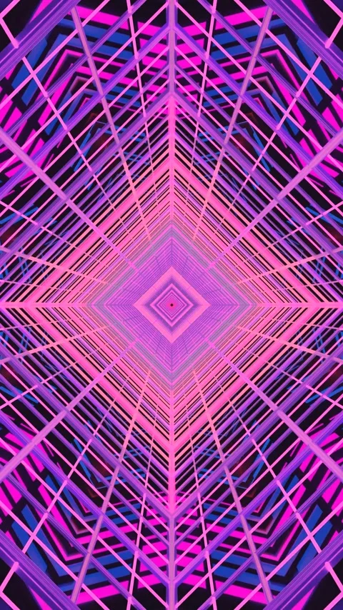 Seamless tunnel video loop with vibrant pink colors and geometric patterns .. Stock Footage 318800261