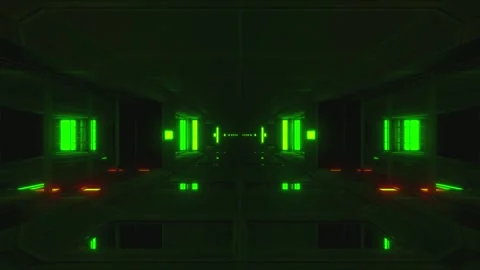Seamless tunnel video loop in vibrant green light for captivating screensav.. Stock Footage 319415522