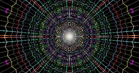 Seamless tunnel video loop with vibrant colors and intricate patterns Stock Footage 319421566