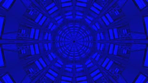 Seamless tunnel video loop in vibrant blue colors for dynamic screensaver d.. Stock Footage 319425915