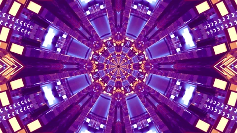 Seamless tunnel video loop with vibrant patterns and colors creating a mesm.. Stock Footage 319430485