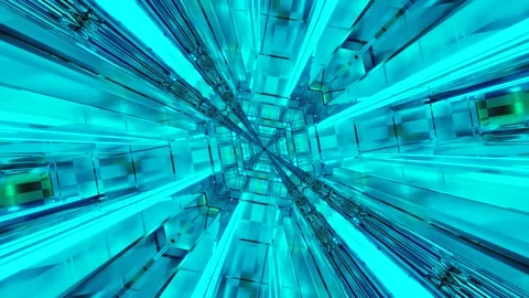 Seamless tunnel video loop with vibrant colors and dynamic geometric shapes Stock Footage 320049326