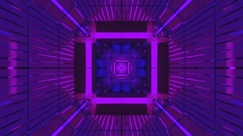 Seamless tunnel video loop with vibrant purple and blue light patterns crea.. Stock Footage 320391593