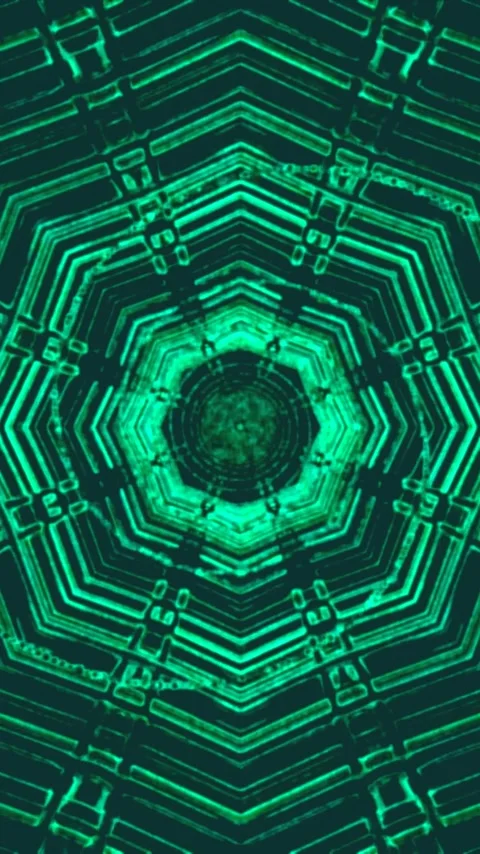 Seamless tunnel video loop with vibrant green patterns creating a captivati.. Stock Footage 321563123