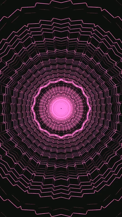 Seamless tunnel video loop with vibrant pink patterns and dynamic lines for.. Stock Footage 321563136