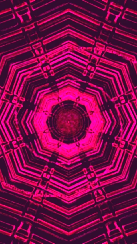 Seamless tunnel video loop with vibrant pink geometric patterns for immersi.. Stock Footage 321564025